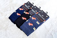 Носки мужские высокие хлопковые демисезонные качественные с принтом 40-41 размер 12 штук упаковка