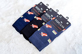 Шкарпетки чоловічі високі бавовняні демісезонні якісні з принтом 40-41 розмір упаковка 12 штук