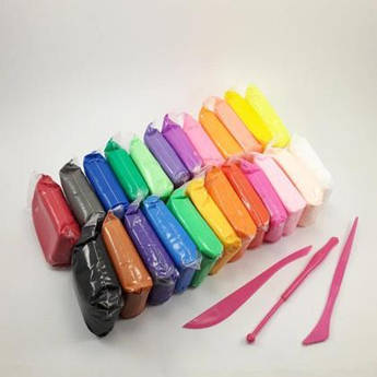 Маса для ліплення (легкий пластилін) 24 кольори 15 грам зі стеками, 832767