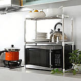 Настільна полиця над мікрохвильовкою Розсувна етажерка Стелаж для мікрохвильовки і свч універсальний 2 яруса, фото 6