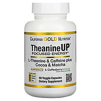 California Gold Nutrition, TheanineUP, L-теанин и кофеин, сфокусированная энергия, 60 растительных капсул