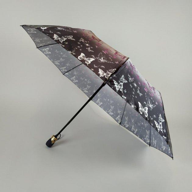 Женский зонт полуавтомат с атласным зонтом с метеликами Bellissimo 10 спиць 401/2