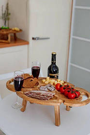 Дерев'яний винний столик розкладний дуб 50*30*17 см