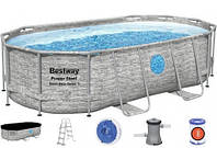 Бассейн каркасный «Bestway» 56714 Power Steel Oval Swim Vista (427-250-100 см, объем 7250 л)