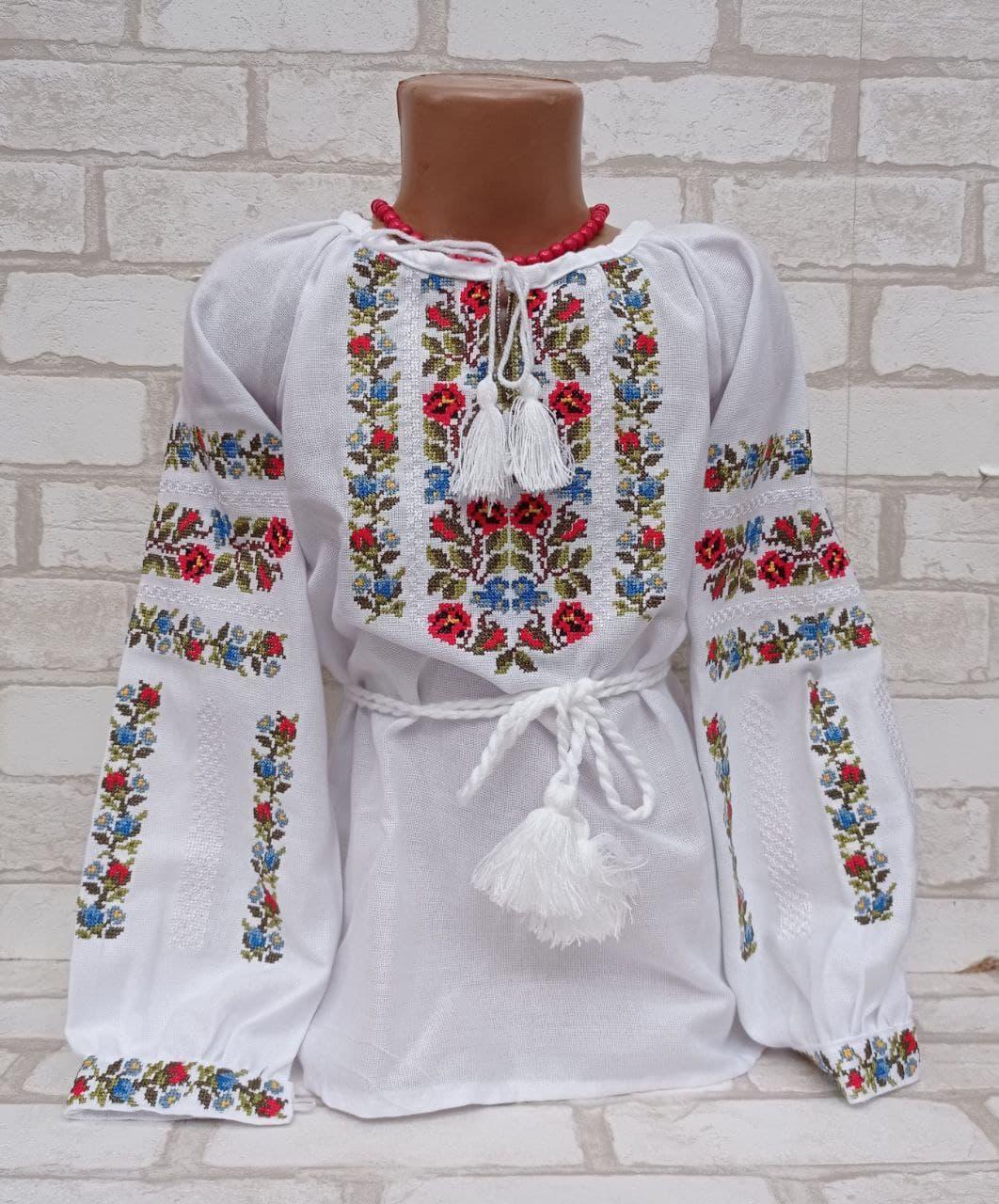 Блуза з вишивкою "Іринка" дівчинці, 100% бавовна, 6-8 років