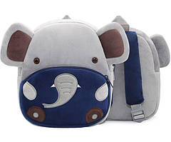 Рюкзак для улюблених малюків "Слоненя" маленький сірий м'який велюр унісекс