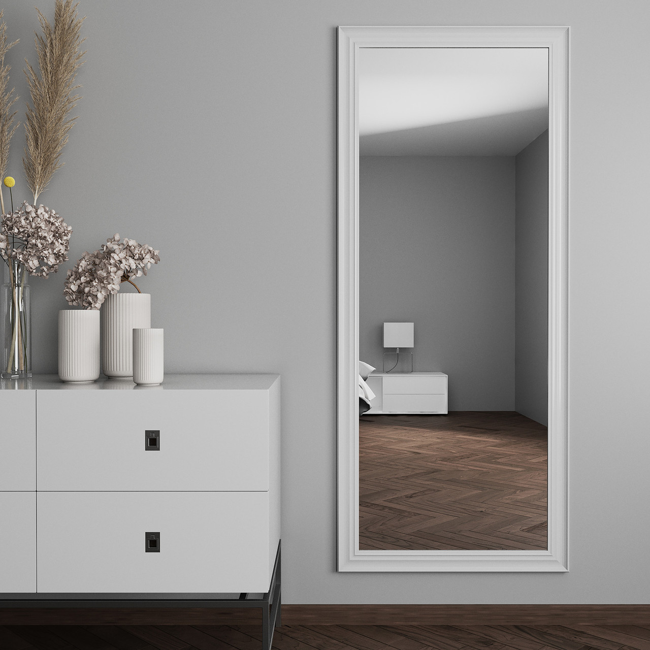 Дзеркало настінне 172х72 в білій рамі Black Mirror велике для гардеробу, фото 1