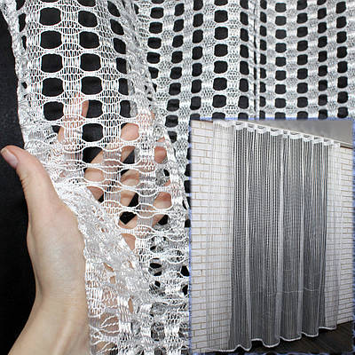 Тюль сітка, соти. Колір білий. Код 986т