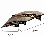 Готовий збірний дашок над дверима 2,05х1,5м стільниковий полікарбонат 6мм