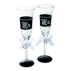Весільні бокали для шампанського "Mr. & Mrs."