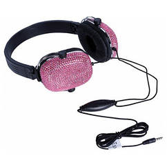 Накладні навушники з гарнітурою "Кришталевий звук", рожеві