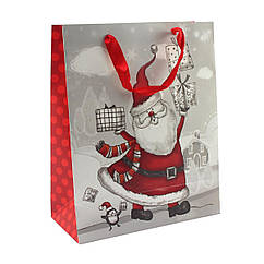 Пакет паперовий "Santa Claus з подарунками" 26 x 32 см