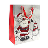 Пакет бумажный "Santa Claus и снеговик" 26 x 32 см