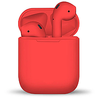 Беспроводные наушники с микрофоном в кейсе inPods 12 Macaron Красный Soft Touch