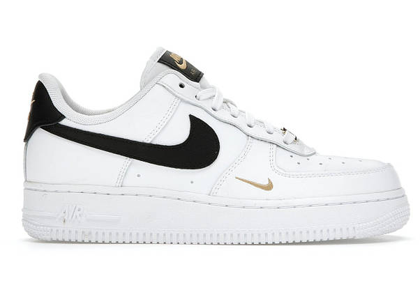 Кросівки Nike Air Force 1 Low '07 Essential White Black Gold Mini Swoosh, фото 1