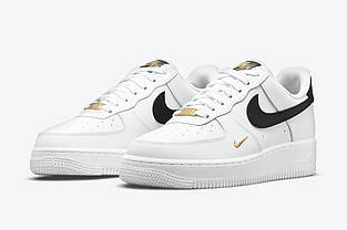 Кросівки Nike Air Force 1 Low '07 Essential White Black Gold Mini Swoosh, фото 4