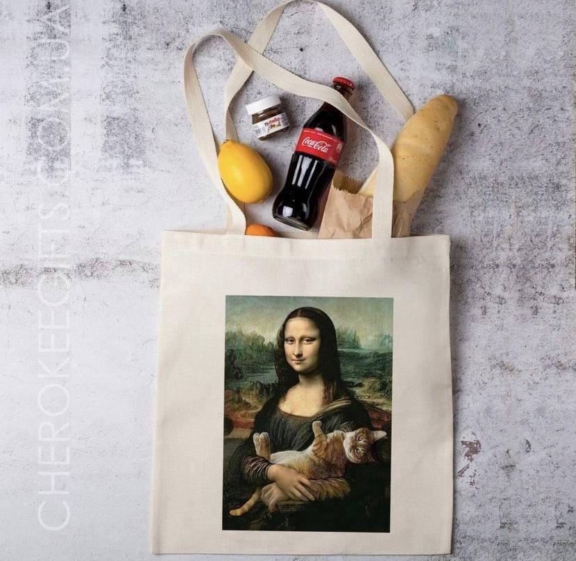 Шоппер з картинкою Моно Ліза з котом, фото 1