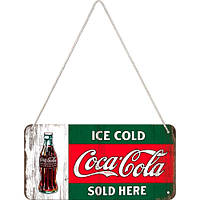 Табличка навесная со шнурком "Coca-Cola - Ice Cold Sold Here" Nostalgic Art (28002)