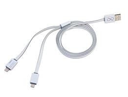 Зарядний кабель Troika Apple lighting для двох пристроїв, білий