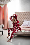 Піжама комбінезон з кишенькою жіноча бордова Київ, фото 4