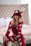 Піжама комбінезон з кишенькою жіноча бордова Київ, фото 5