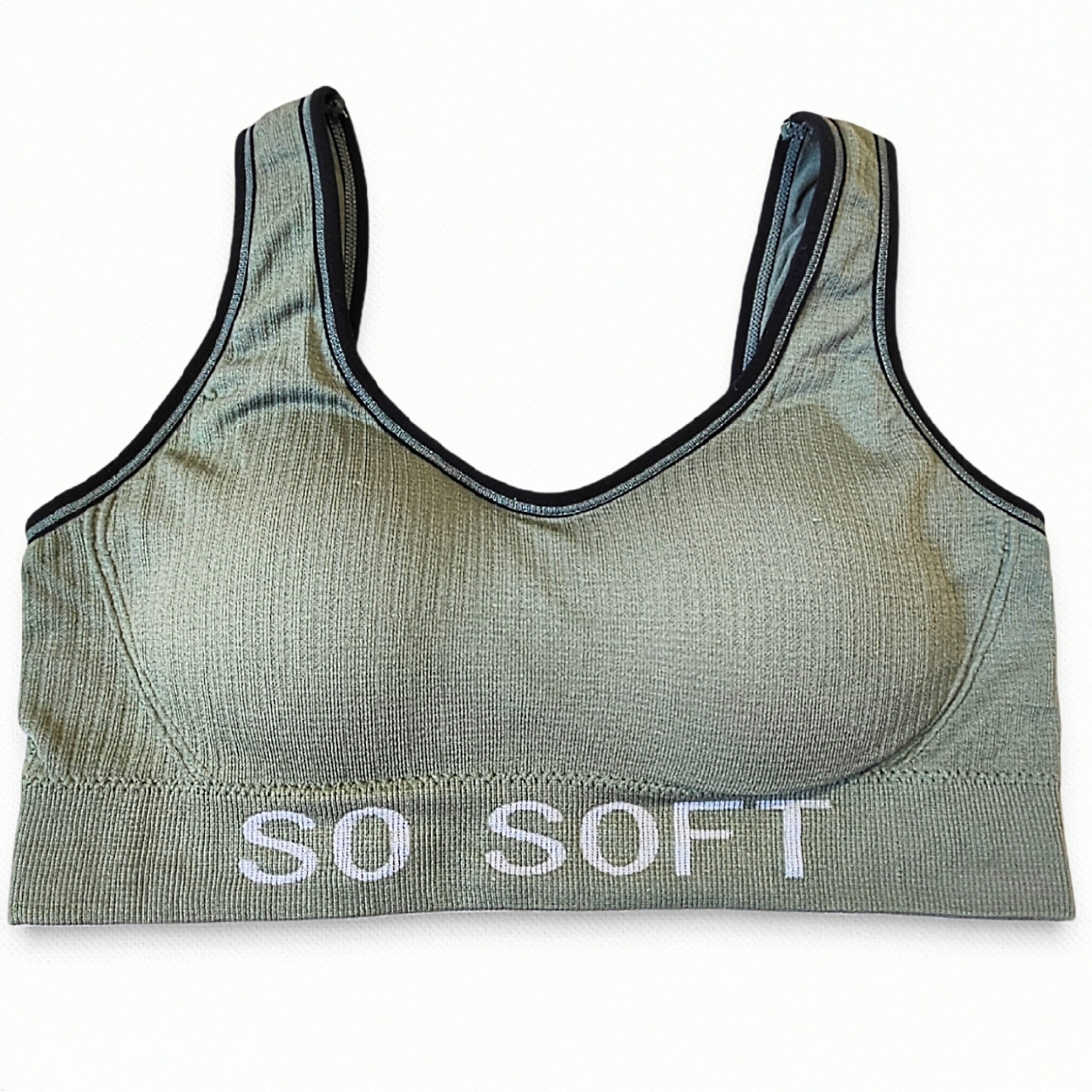 Топ спортивний бюстгальтер чашка В Оливка, фото 1