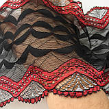 Стрейчеве (еластичне) мереживо чорного, червоного і сірого кольорів шириною 14 см, фото 5