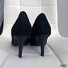 Човники туфлі жіночі на шпильці чорний экозамша Шпилька 7см розміри 36,38, 40, фото 3