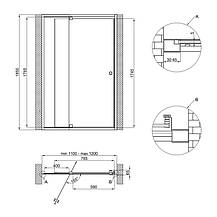 Душові двері в нішу Qtap Pisces WHI2011-12.CP5 110-120x185 см, скло Pattern 5 мм, фото 2