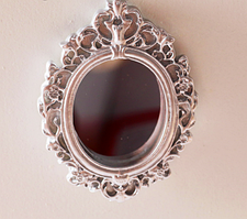 Мініатюра дзеркало бароко 7*5.2 см Срібло