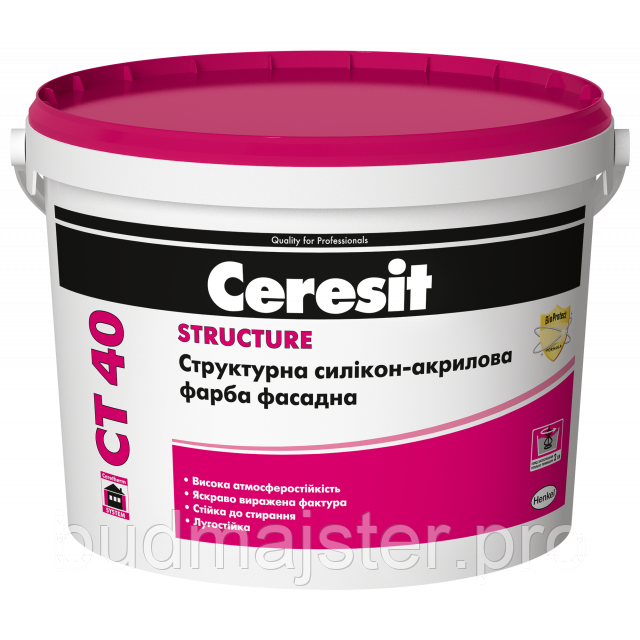 Фарба акрилова структурна CERESIT CT 40 STRUCTURE, 10 л