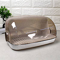 Велика біла пластикова хлібниця з відкидною кришкою 41*27*18.5 см