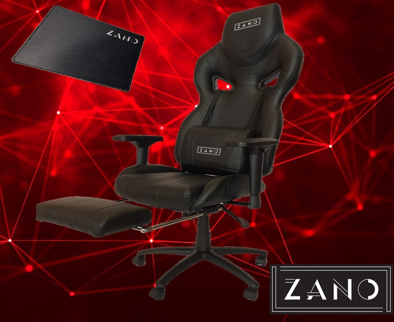 Геймерское Компьютерное Кресло ZANO FALCOR BLACK Кресло для Геймеров + оригинальный коврик для мыши в подарок!