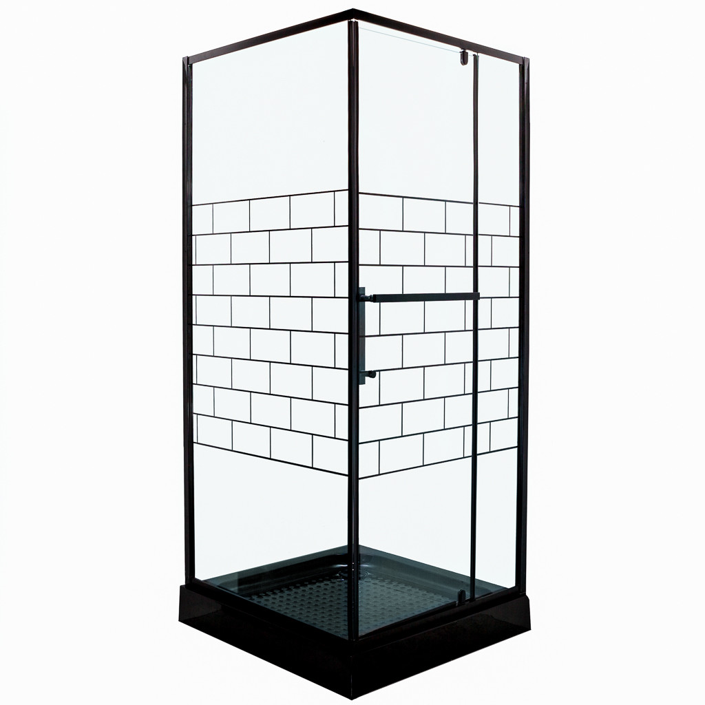 Душова кабіна INSANA BERTA 90x90x204 чорний квадратний дрібний піддон, фото 1