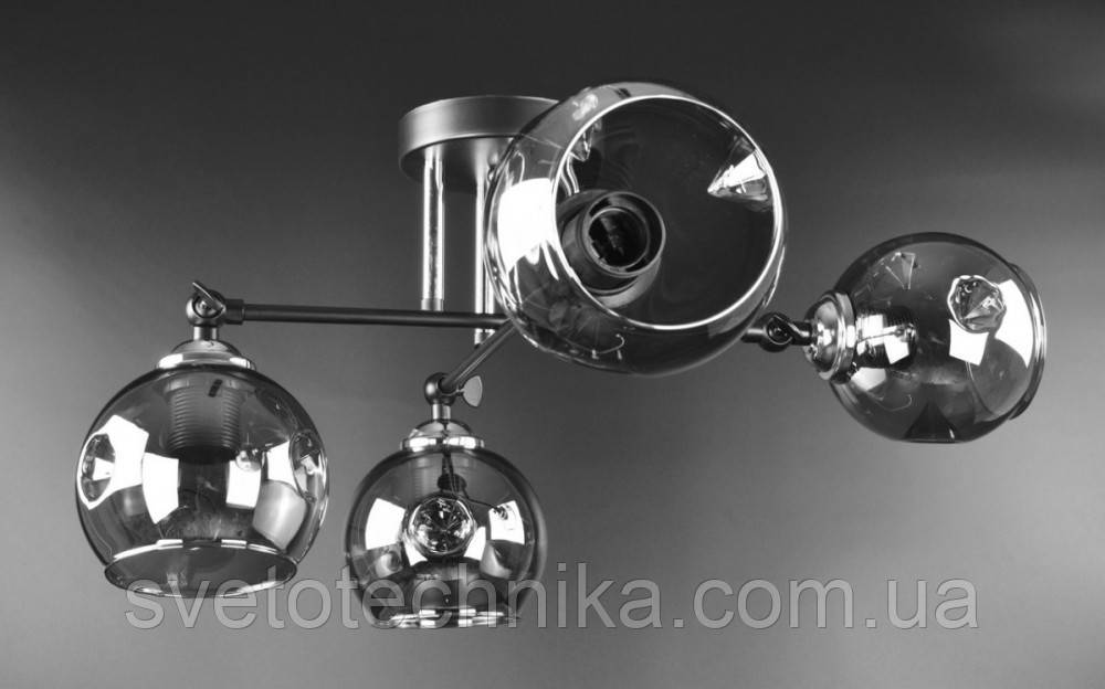 Люстра потолочная лофт со стеклянными плафонами на 4 лампы Е27 черная - фото 4 - id-p1456924739