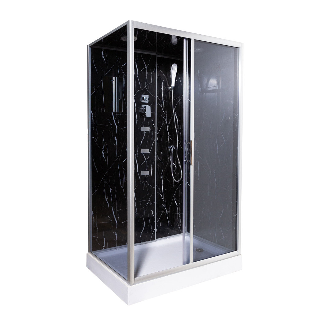 Гідробокс TKF 7715 Чорний онікс BG 120х80x210 дрібний піддон, фото 1