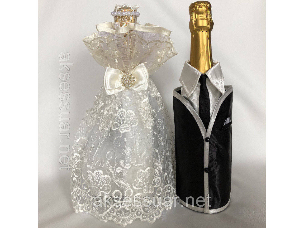 Украшение свадебного шампанского - фото 3 - id-p765923899