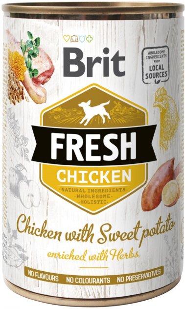 Вологий корм Brit Fresh для собак з куркою і бататом 400 г, фото 1