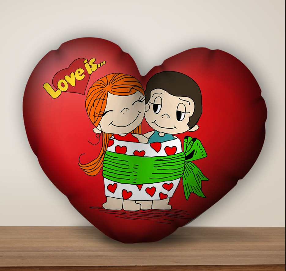 Подушка з принтом на тему: Love is Кохання. Зв'язані разом назавжди