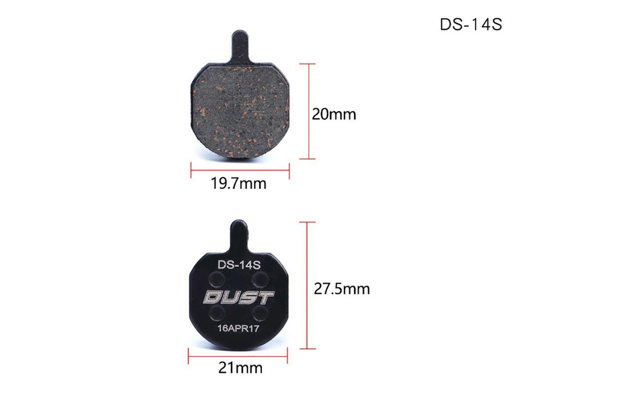 Колодки гальмівні напівметал disc DUST DS-14S Hayes Sole hydraulic、MX2、MX3、MX4、GX2、CX5、Bengal HELIX3