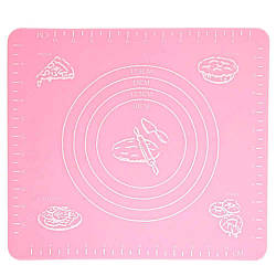 Силіконовий антипригарний килимок для випічки і розкочування тіста 40 х 30 см Рожевий (n-1837)