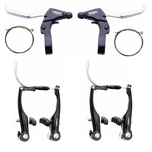 Гальма велосипеда V-brake, Artek T120DG + ручки 483D чорні