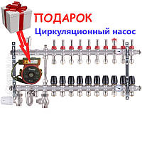 Коллектор KOER SUS304 на 10 контуров со встроенным смесит. узлом и евроконусами 16х3/4 (S1012-10)