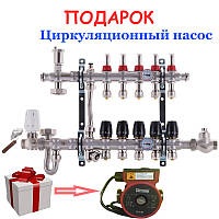 Коллектор KOER SUS304 на 5 контуров со встроенным смесит. узлом и евроконусами 16х3/4 (S1011-05)