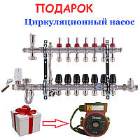 Коллектор KOER SUS304 на 7 контуров со встроенным смесит. узлом и евроконусами 16х3/4 (S1011-07)