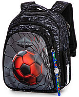 Шкільний рюкзак (ранець) сірий для хлопчика Winner /SkyName з М'ячем 36х30х16 см для початкової школи (5028)