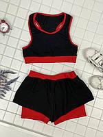 Комплект топ та подвійні шорти для дівчинки дитячі спортивні з біфлексу та куліра Жасмин р.26-44