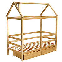 Ліжко будиночок TERRY трансформер 160*80 см з шухлядами (бук) сіре