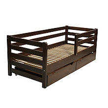 Ліжко AURORA 160*80 см (бук) з шухлядами, фарбоване в колір горіх