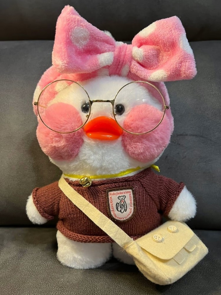 М'яка іграшка Качка Лалафанфан Lalafanfan Duck в одязі та окулярах 30 см качочка Лалафан в одязі Lalafanfan Duck